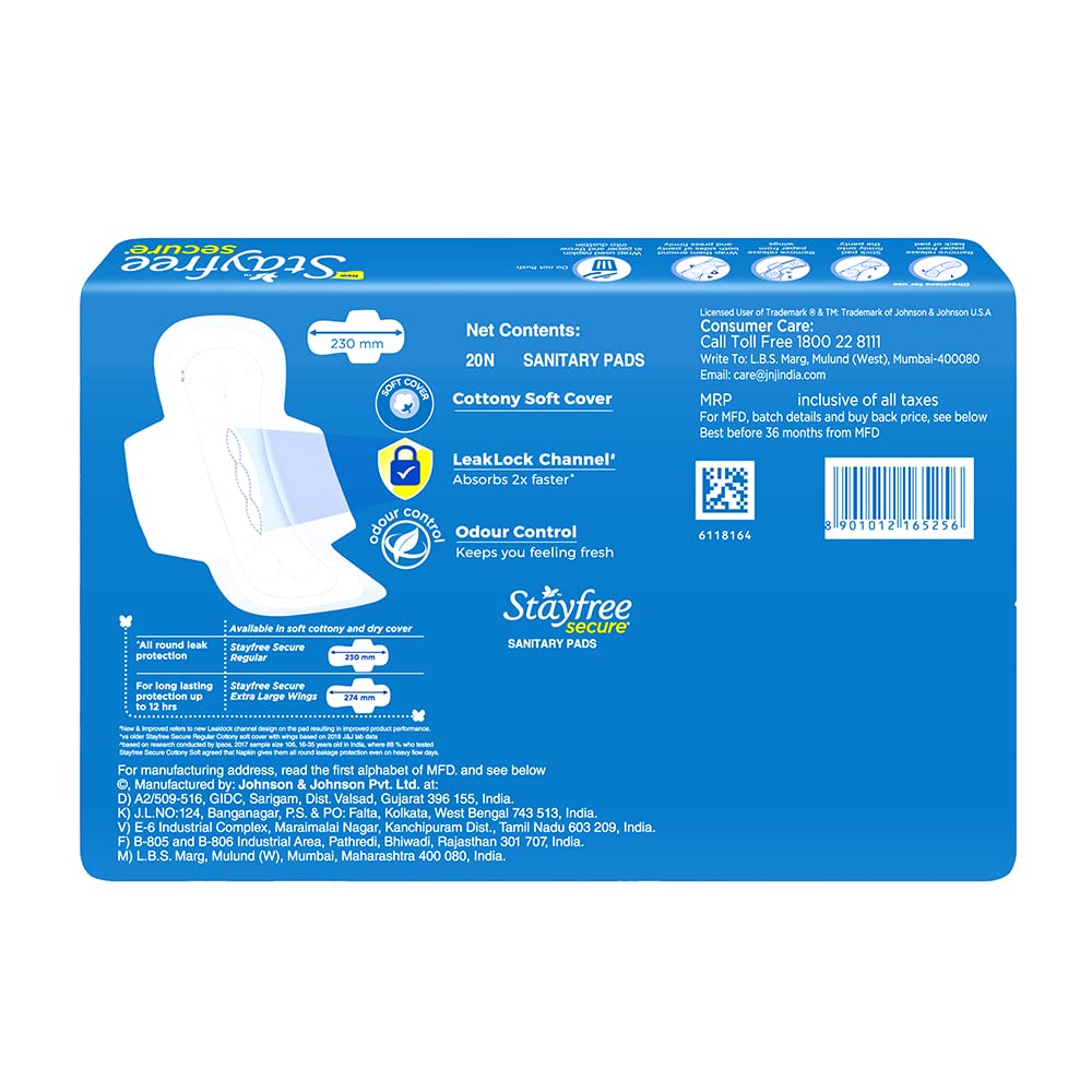 Stayfree Secure Cottony Wings (Pack of 20)