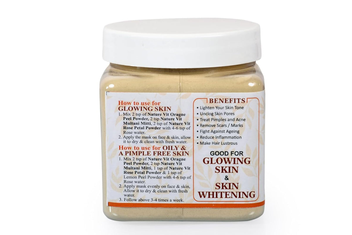 NatureVit Orange Peel Powder 1 Kg | 100% Pure & Natural | Vitamin C-Rich for Skin Brightening & Face Packs | Vegan & Cruelty-Free