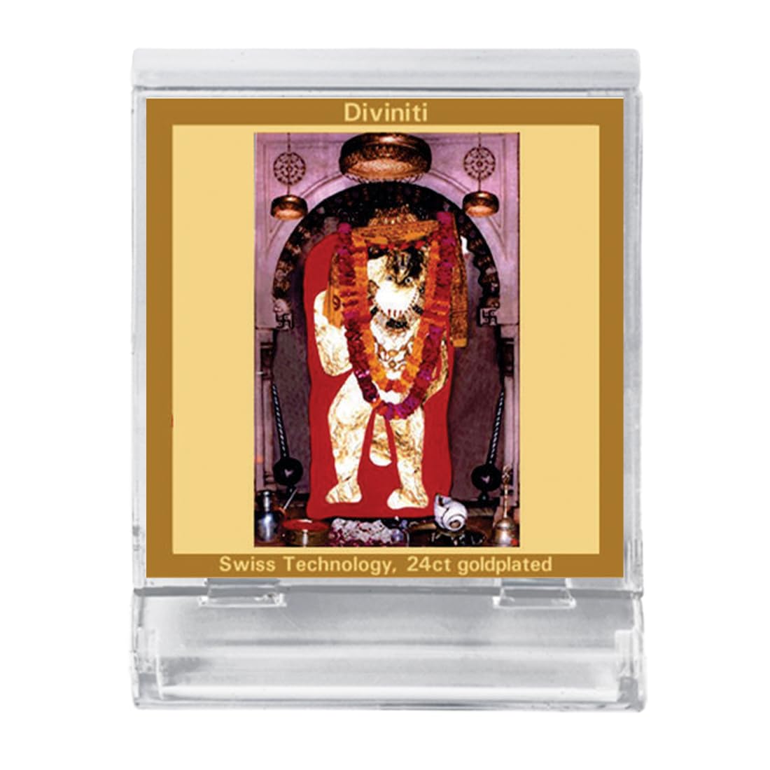 DIVINITI Mehandipur Balaji Photo Frame for Car Dashboard, Car Idol, Table Decor|ACF 3A Acrylic Car Frame with 24K Gold Plated Foil|Religious Frame for Pooja, Prayer and Gift (5.8X4.8 CM)