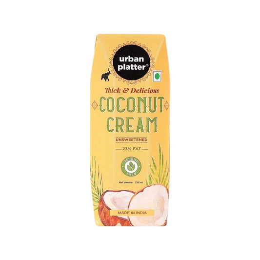 Urban Platter Unsweetened Coconut Cream, 250ml (Pack of 3, 23% Fat, Additive-Free, Made in India, 100% Pure & Thick, Clean Label)