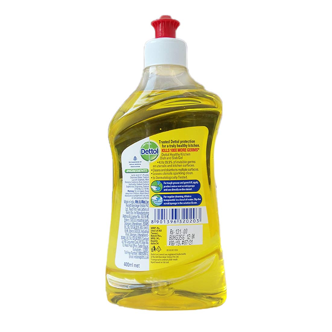 Dettol Kitchen Gel - 400 ml (Lemon) with Dettol Original Liquid Soap Refill - 750 ml