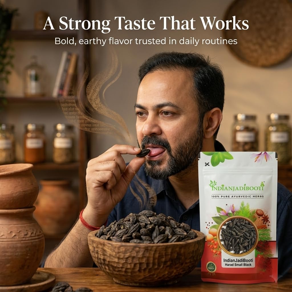 IndianJadiBooti Harad Small Black (Kali Harad) | Terminalia Chebula for Gas & Digestion | Choti Harad/Bal Harad/Himej | Sun-Dried & Whole | 900g Pack of 2