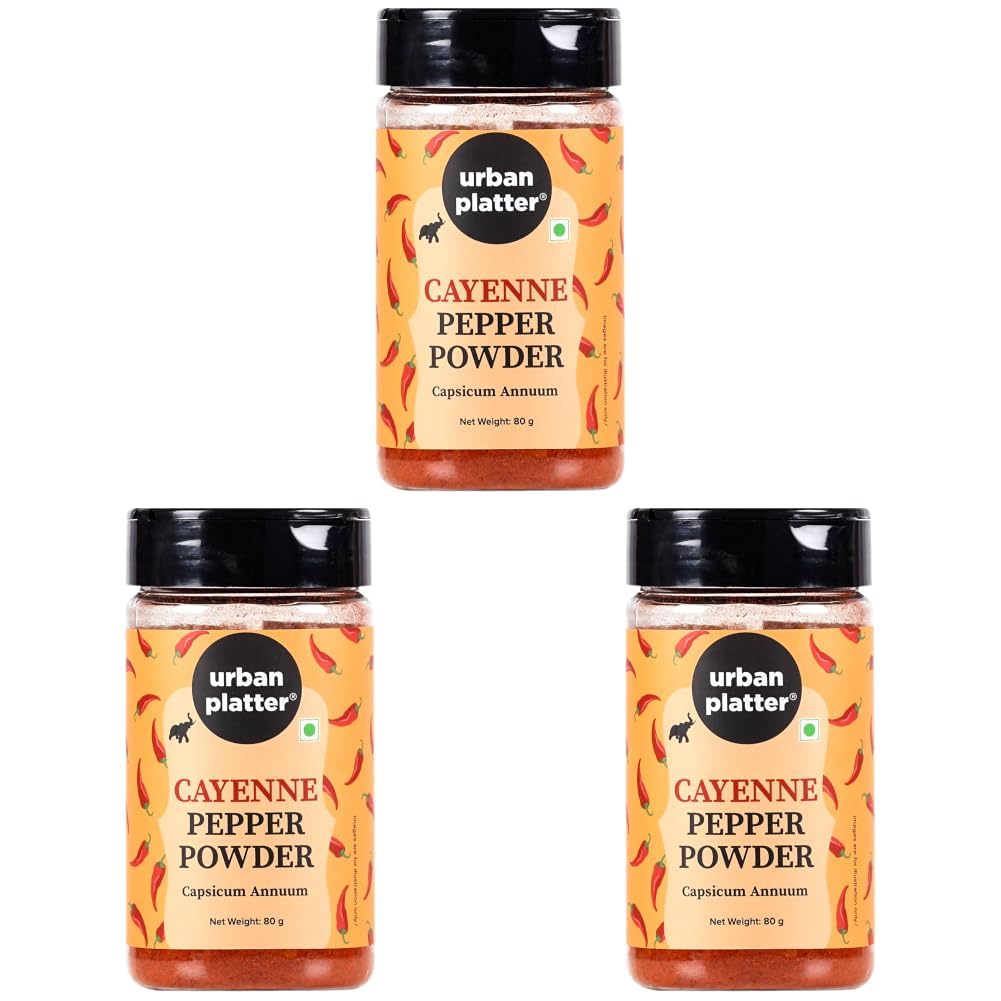 Urban Platter Cayenne Pepper Powder, 80g (Bold, Fiery Heat | Essential Culinary Spice | Known to Support Heart Health & Metabolism) (Pack of 3)