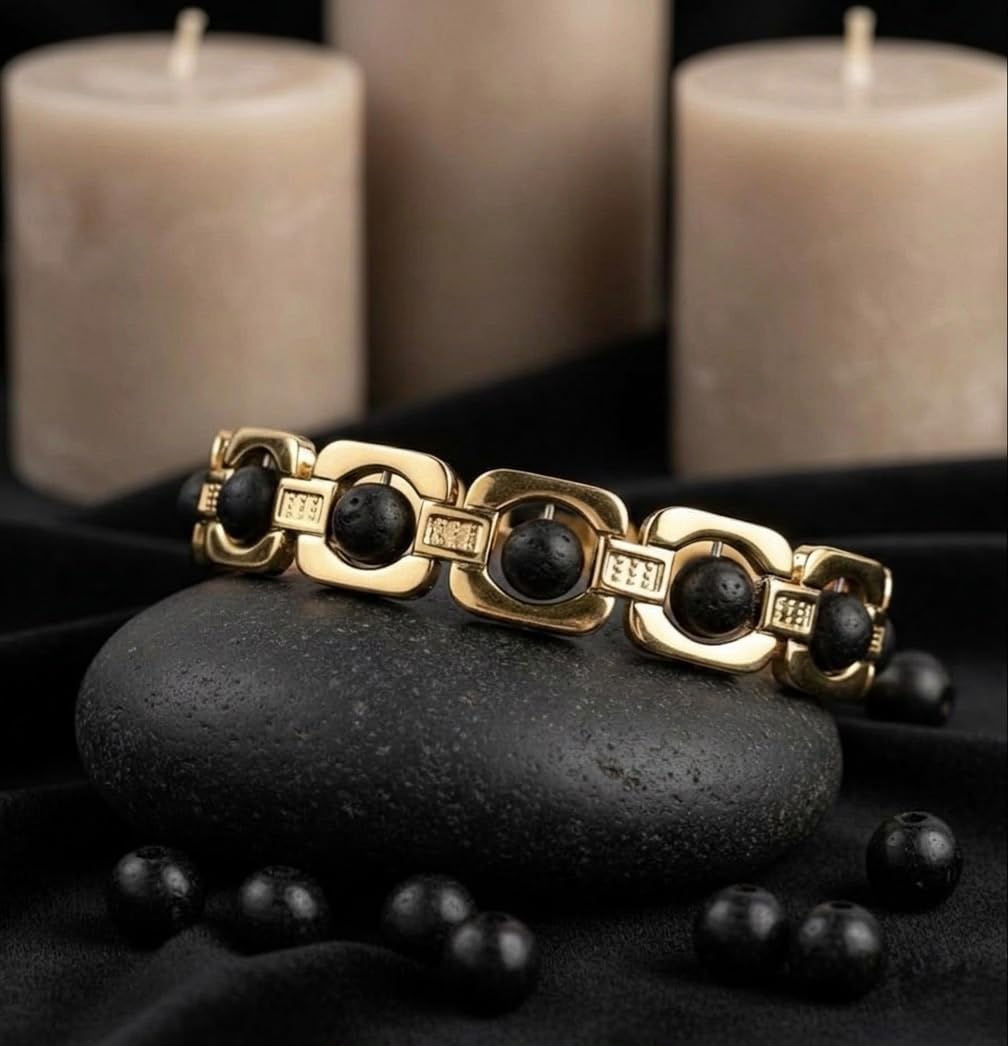 RUDRADIVINE Elegant Karungali Wood Chain Bracelet, Stone Material, Modern Style, Unisex, Adult, Size L