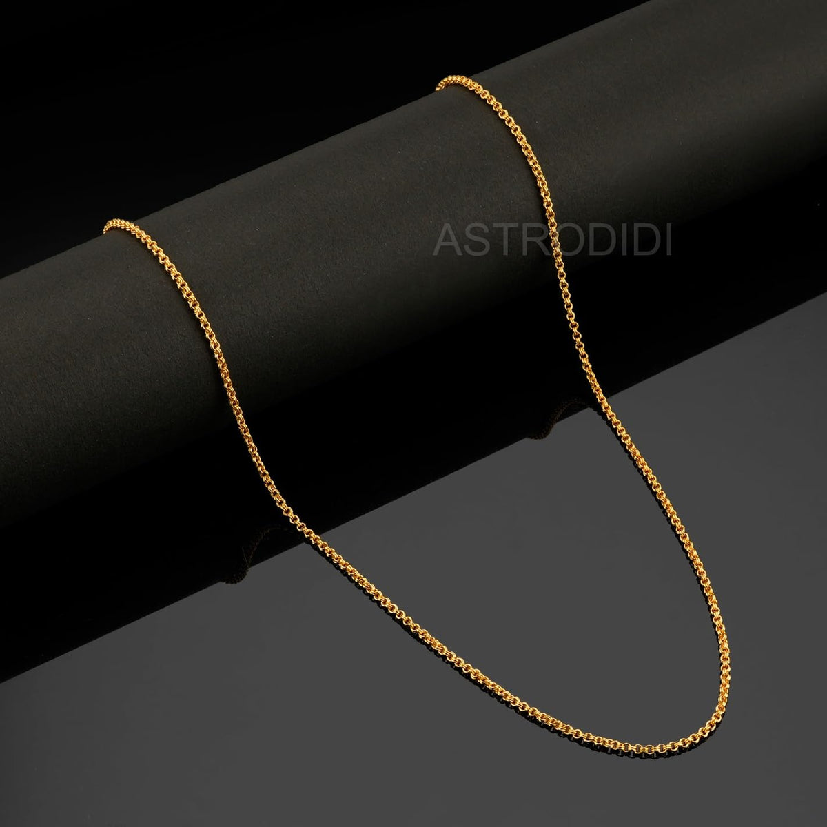 ASTRODIDI Gold Plated Chain | 24 Inch Stylish Light Weighted Golden Brass Neck Chain For Girls Women Men Boys (CHAIN-BALA-08)