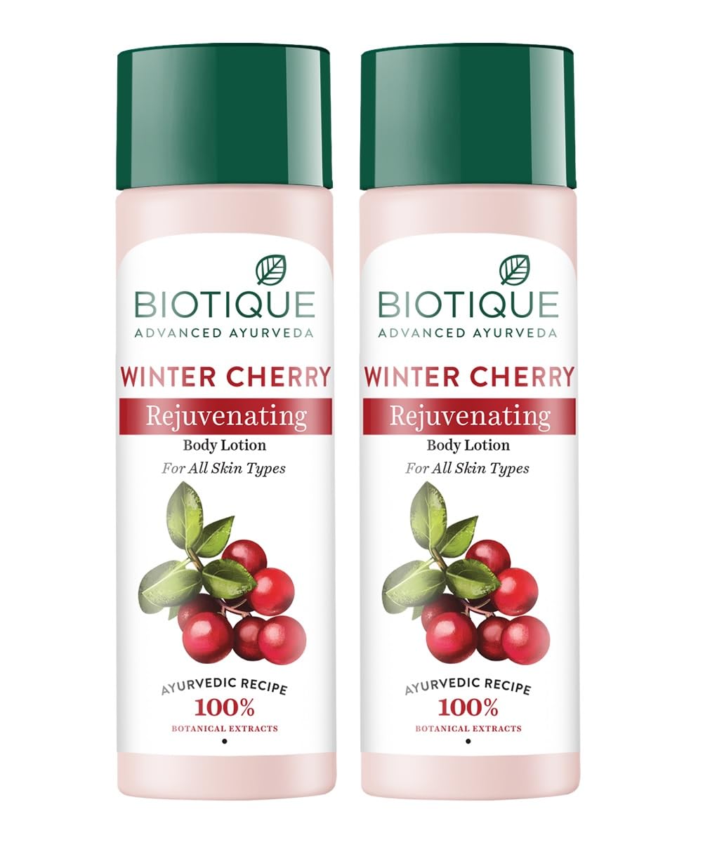Biotique Bio Wintercherry Lightening And Rejuvenating Body Nourisher Lotion, 190Ml (Pack Of 2)