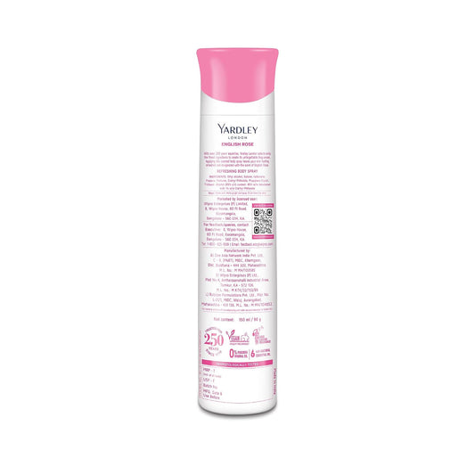 Yardley London English Rose Refreshing Deodorant Body Spray For Women, 150ml