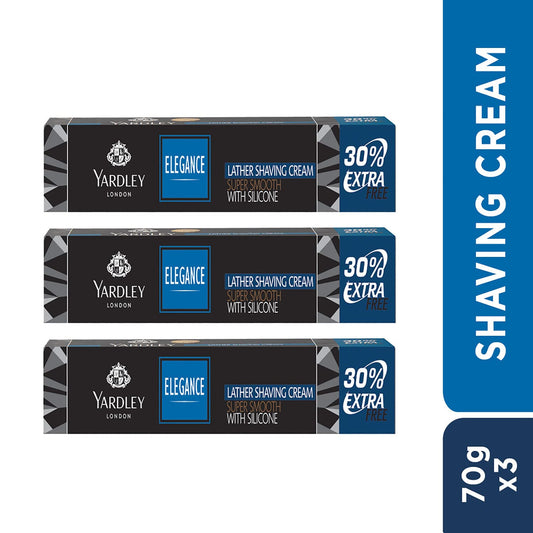 Yardley London Elegance Super Smooth Lather Shaving Cream With Silicone|Daily Beard Shaving Cream For Men|Pack Of 3 (91Gm Each)