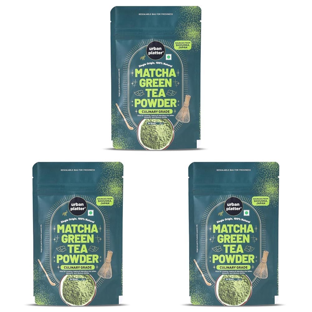 Urban Platter Japanese Culinary-Grade Matcha Green Tea Powder, 50g (Sourced from Shizuoka, Japan | Stone-Ground | Antioxidant-Rich) (Pack of 3)