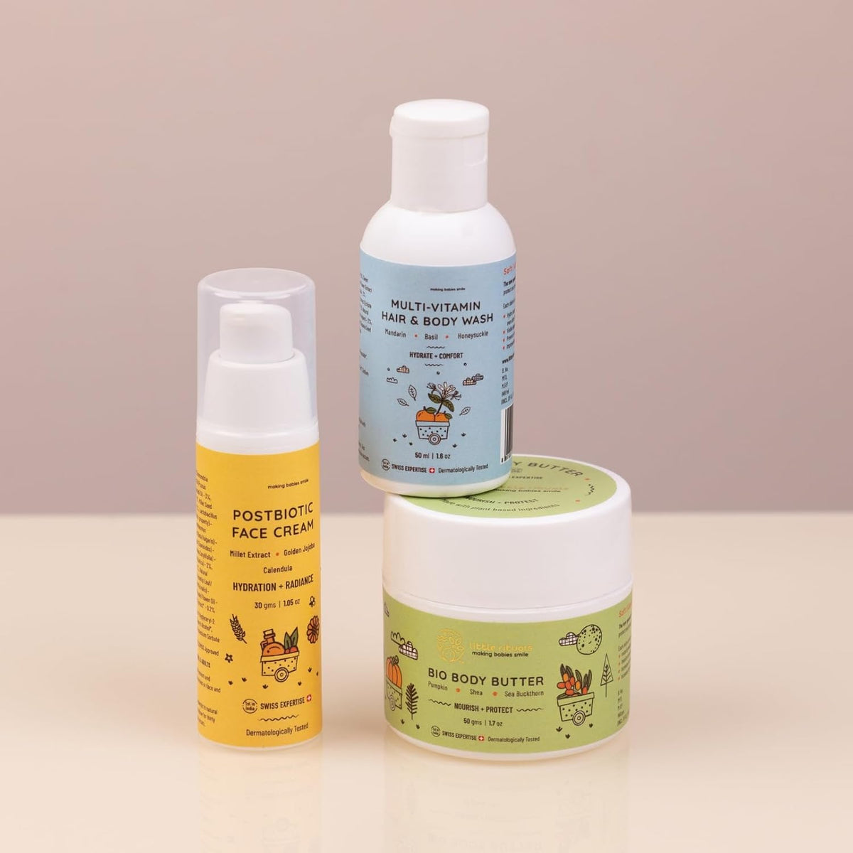 Little Rituals Travel Kit/Gift Pack for Kids, Baby, Children| Premium Gift Pack for Baby | Newborn Baby Essentials Combo | Baby Products Mini Pack | New Born Baby Products | Baby Skin Care Collection for Travelling Parents | Body Wash 50 ml, Face Cream 30 gm, Body Butter 50 gm