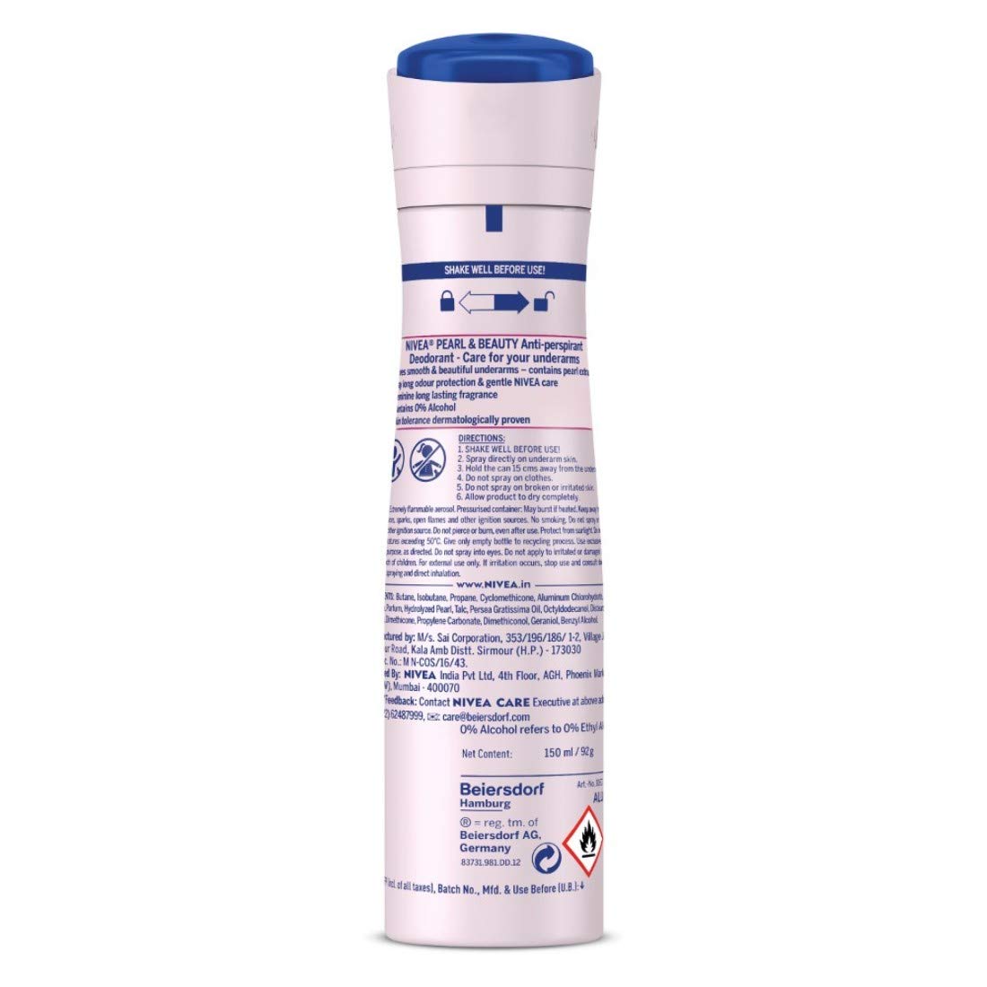 Nivea Deodorant Pearl and Beauty for Women, 150ml (Pack of 3, Spray)