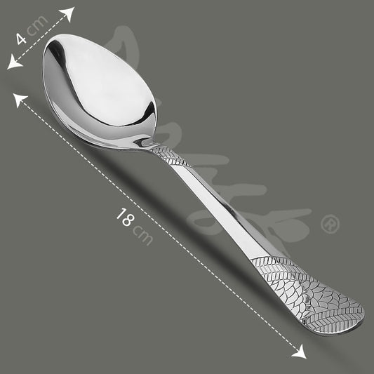 Parage 6 Pieces Stainless Steel Table Spoons,18 cm Long, Premium Spoons Set for Home & Kitchen, Luxury Dinning Tableware Cutlery Set Gift for House Warming,6 Big Spoons, Silver Imperial Design