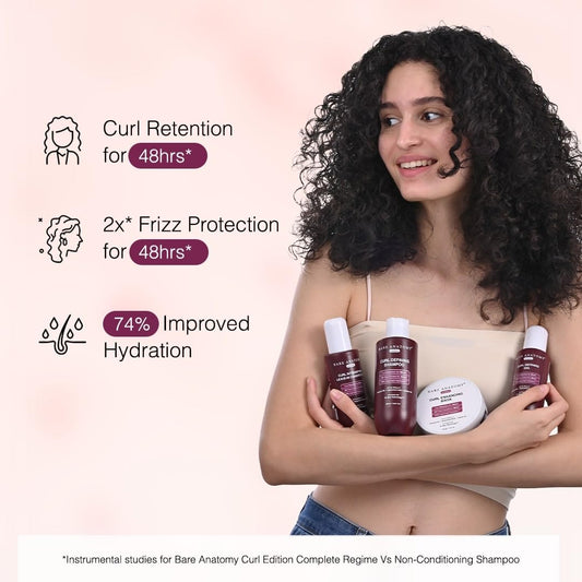 Bare Anatomy Curl Defining Shampoo & Gel Combo | Curl Retention & 2X Frizz Protection For 48 Hours | Coconut Oil, Hyaluronic Acid & Castor Oil | 250ml + 140ml