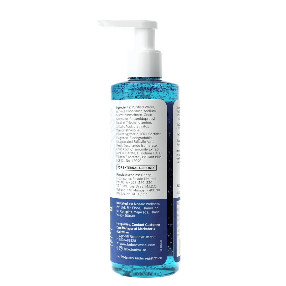 Be Bodywise 1% Salicylic Acid Exfoliating Body Wash Shower Gel 250ml | Prevents Body Acne, Bumpy skin & Deep cleanses | Suitable for All Skin Types.