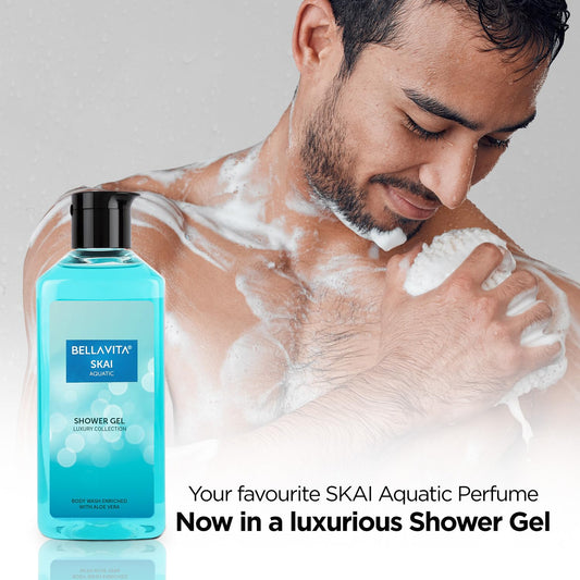 Bella Vita Luxury CEO Man & Skai Aquatic Body Wash Refreshing Shower Gel for Deep Cleansing, Hydrating & Moisturising Skin with Aloe Vera, 250 ml Each