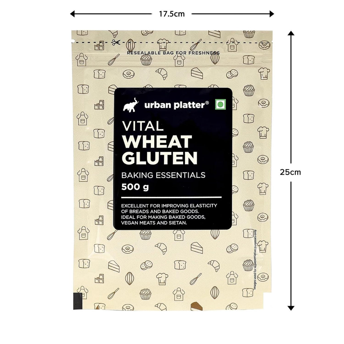 Urban Platter Vital Wheat Gluten, 500g (High-Protein Baking Essential | Key Ingredient for Seitan | Adds Elasticity & Structure | Ideal for Breads)