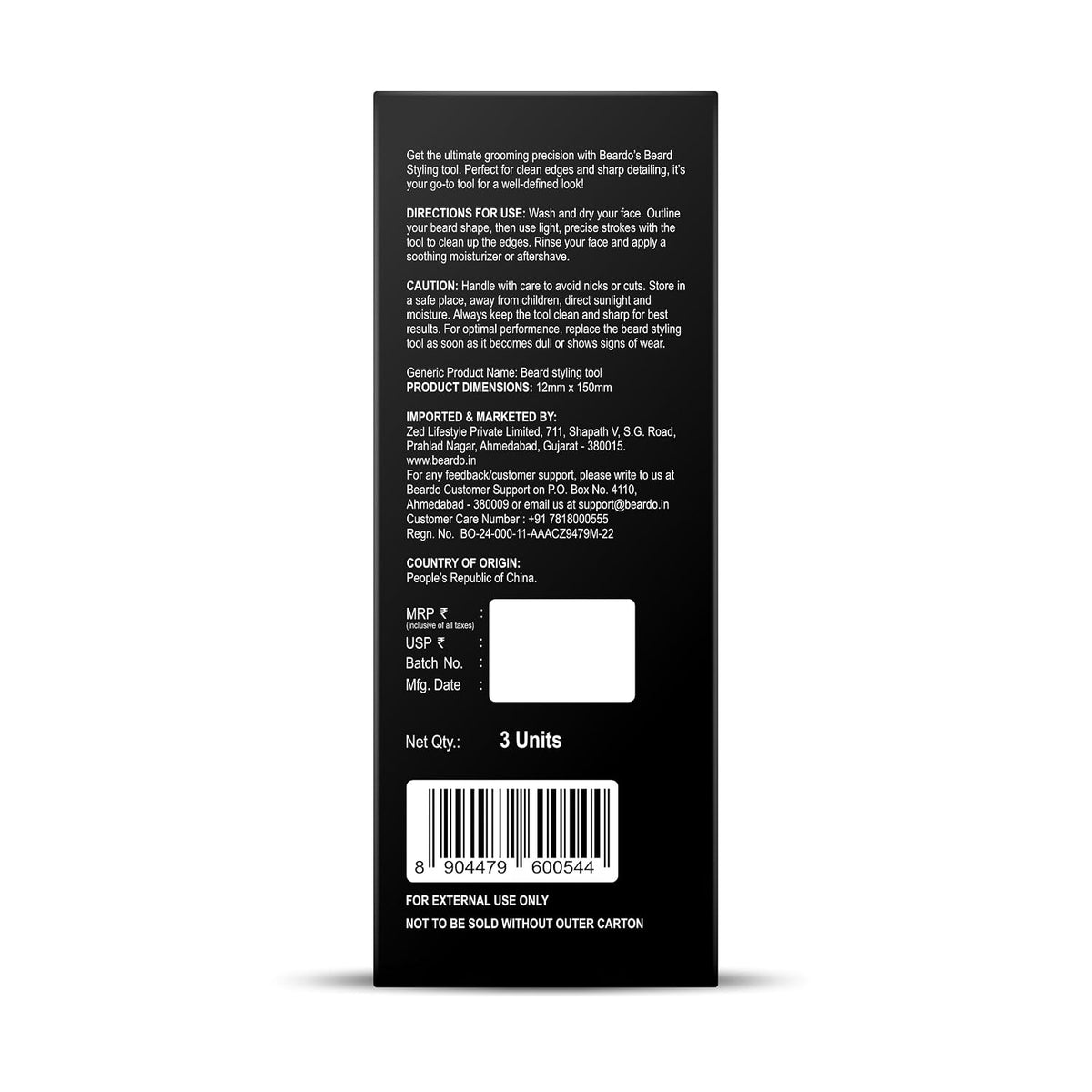 Beardo Beard Styling Tool for Men | Pack of 3 | Beard Styling Razor for Men | Reusable Razor | Sharp, Safe & Precise Shaping Tool | Body Grooming | Beard Shaper | Multi Grooming