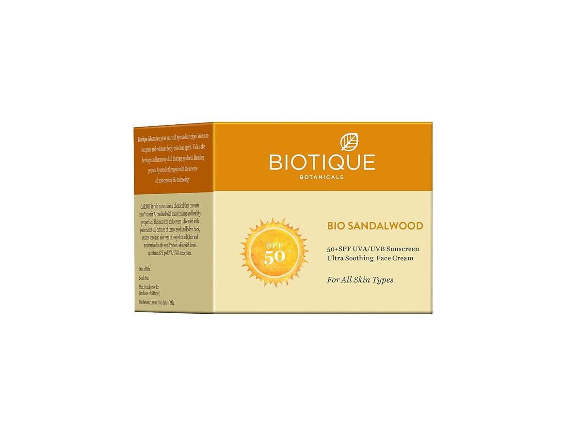 Biotique Bio Green Apple Fresh Daily Purifying Shampoo and Conditioner for Oily Scalp and Hair, 180m And Biotique Bio Sandalwood Face & Body Sun Cream Spf 50 Uva/Uvb Sunscreen For All Skin Types
