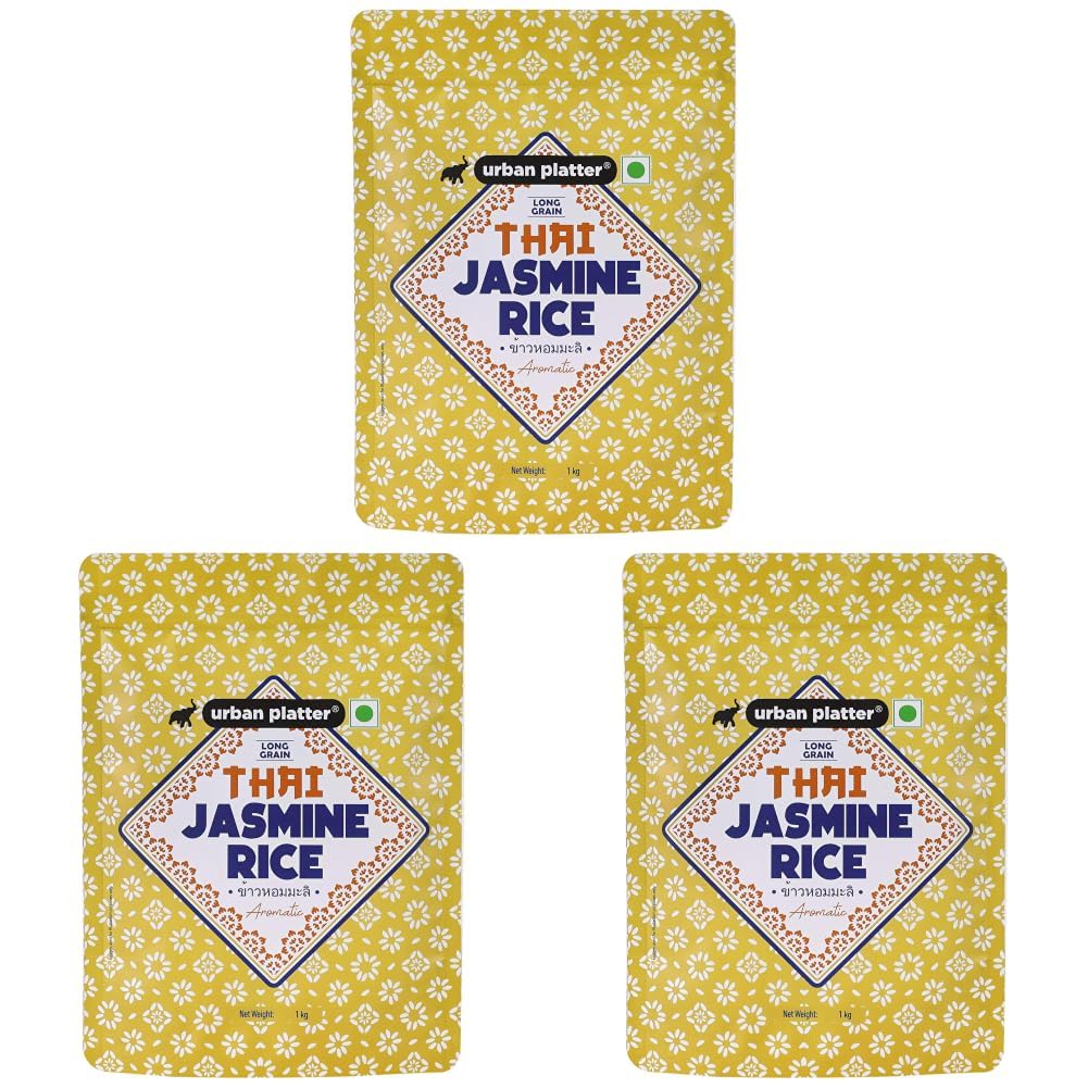 Urban Platter Thai Jasmine Rice, 1kg (Aromatic Long-Grain Rice | Soft & Fluffy Texture | Asian Pantry Staple) (Pack of 3)