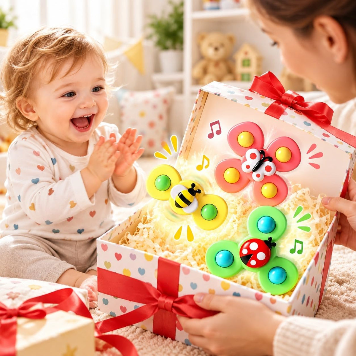 Toy Imagine Insect-Themed Suction Spinner Toys for Babies & Toddlers - Fidget Toys for Kids 0 to 5 Years – Travel-Friendly Baby Toys (Insect-Themed-2)