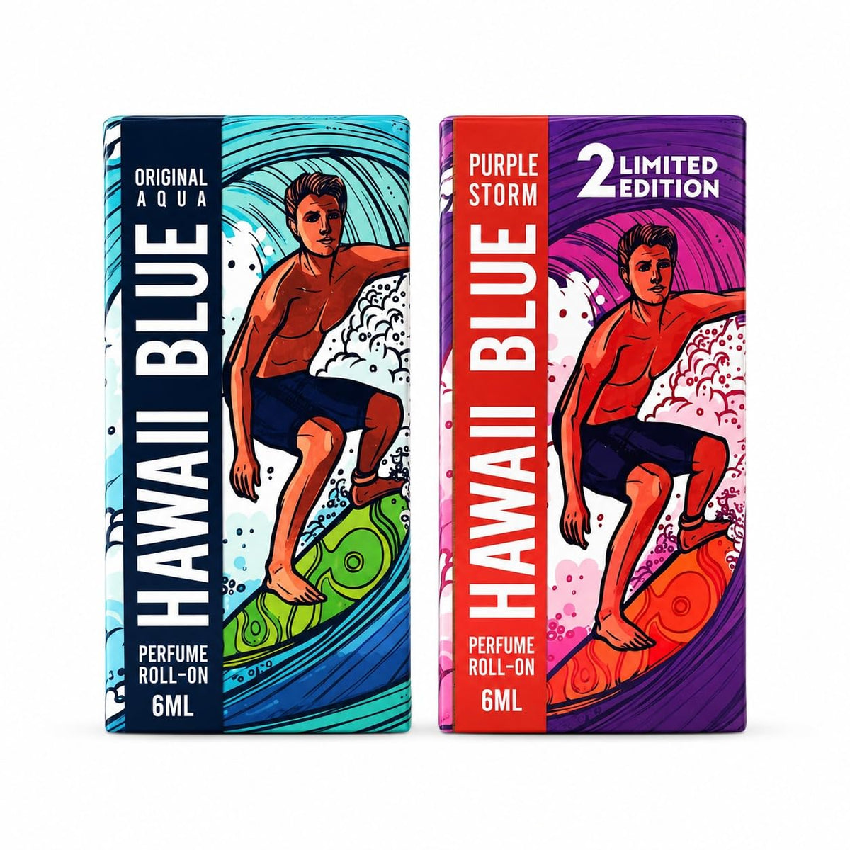 Parag Fragrances Hawaii Blue & Purple Storm Perfume Roll-On Combo Pack | Long Lasting Fragrance for Men | Pocket Perfume Attar | 6ml x 2