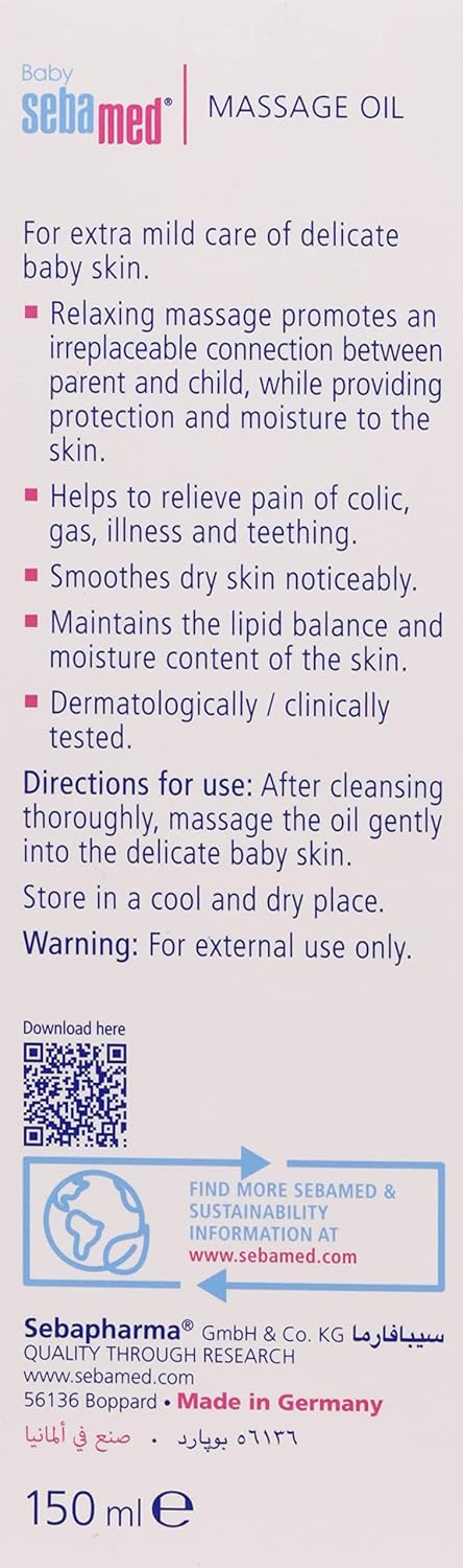 Sebamed Baby Massage Oil 150 ml| With Soya Oil|Non- greasy|Ideal for newborn | (Pack of 2)
