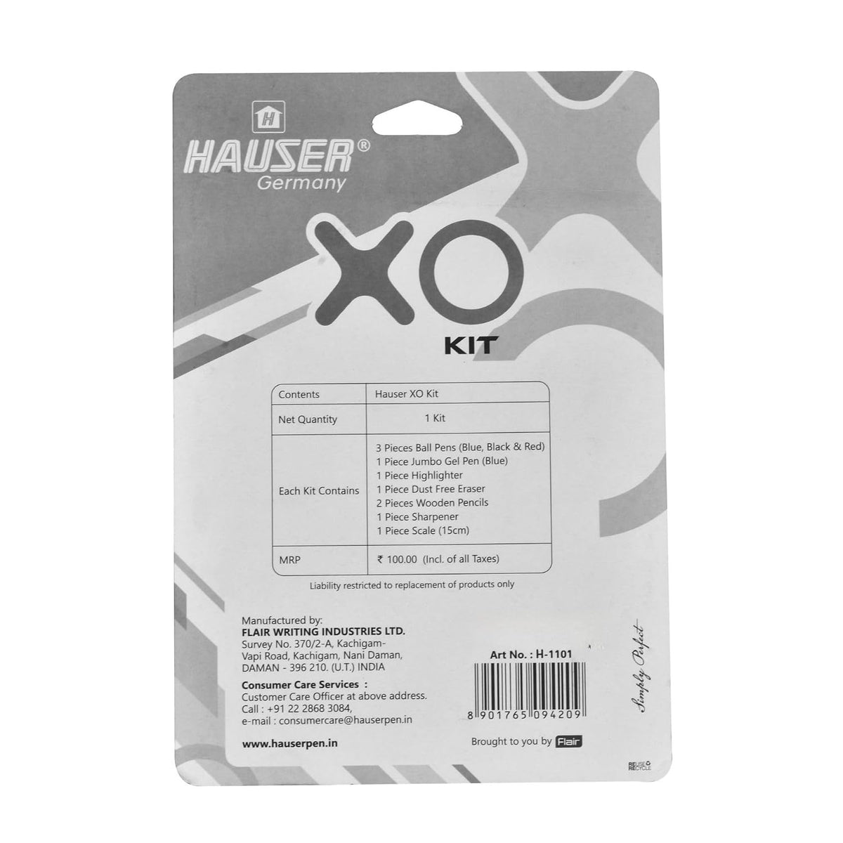 Hauser XO Writing Stationery Kit | A Complete Writing Kit | Gift Set for Kids Students & Office | Combination Set of 10 - Color May Vary