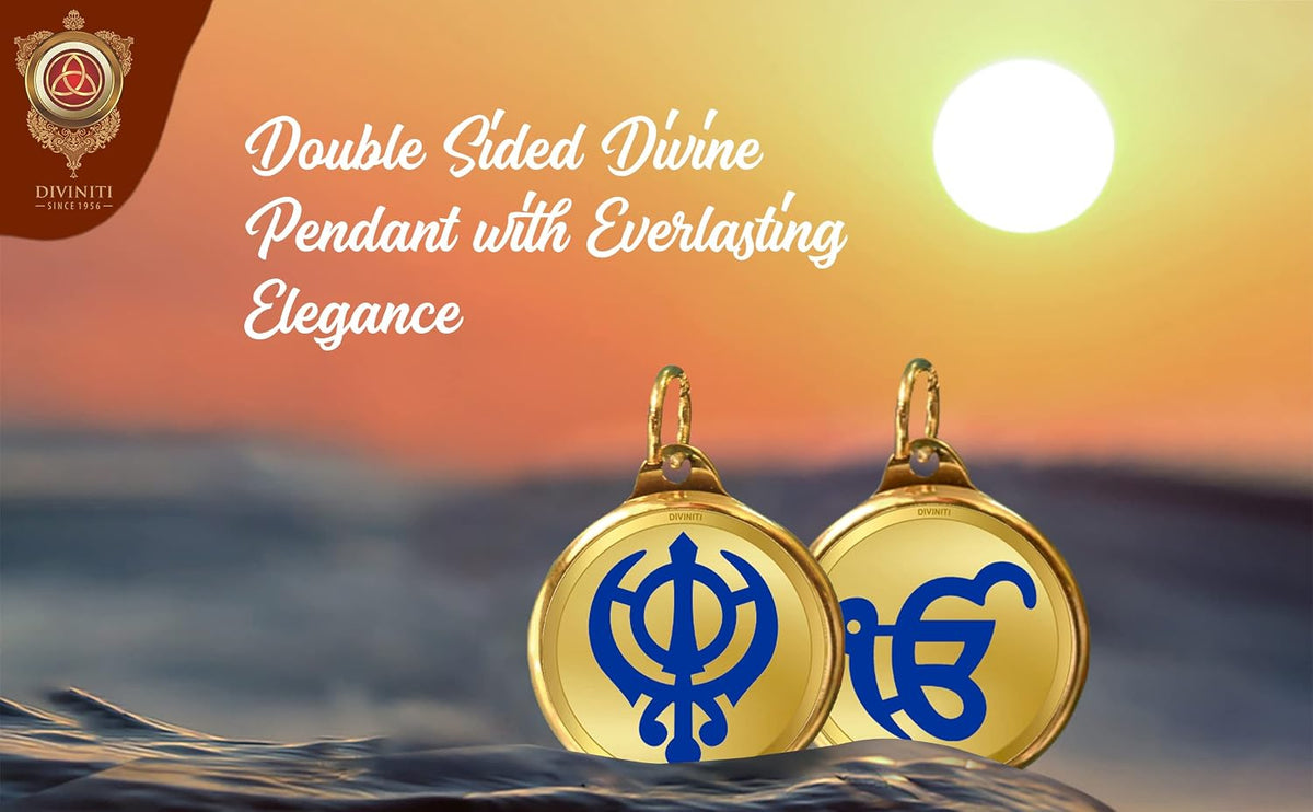 DIVINITI 24K Gold Plated Double-Sided Religious Pendant with Premium Gift Box, Spiritual Locket for Men & Women, Devotional Jewellery for Gifting & Everyday Wear | Khanda Sahib & Ek Onkar