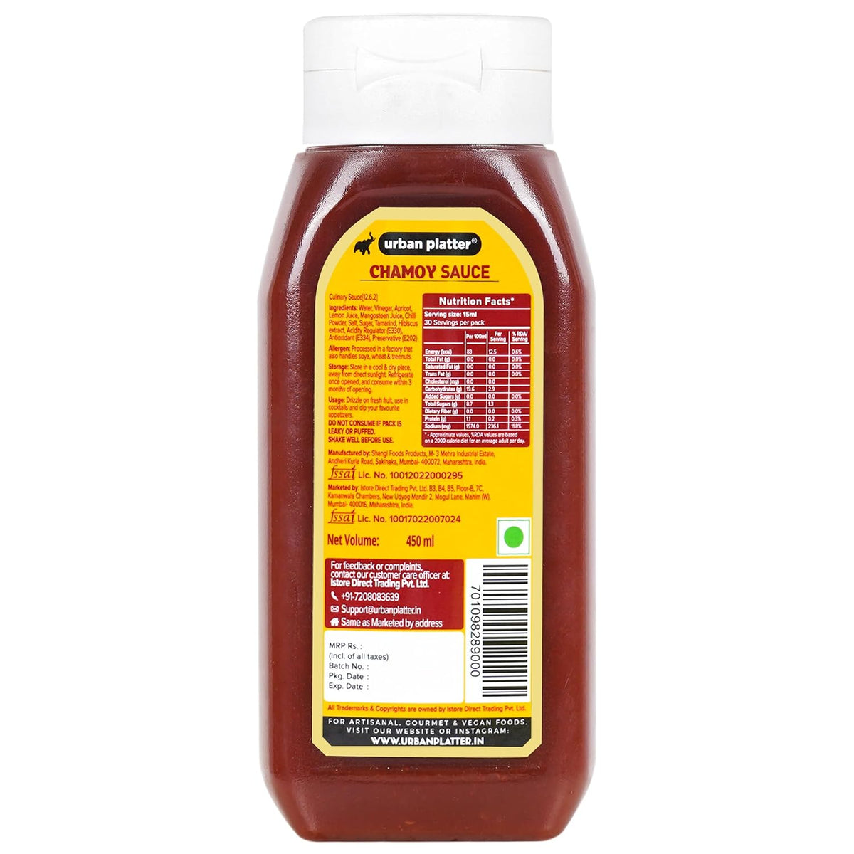 Urban Platter Chamoy Sauce, 450ml (Mexican Condiment, Zesty and Sweet, Ideal for use in Sauce, Marinades)