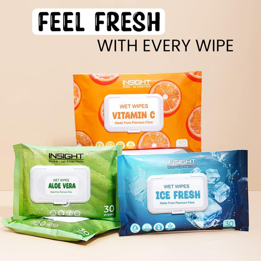 INSIGHT Wet Wipes Ice Fresh - 30 Refreshing Facial Sheets| Soft & Alcohol-Free|Removes Dirt & Oil|Gentle on Skin|Paraben-Free|For All Skin Types