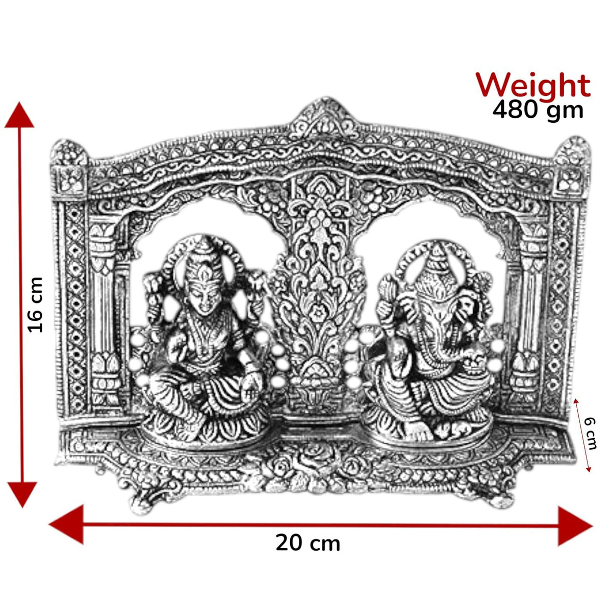 KridayKraft Prince Home Decor & Gifts White Metal Siver Plated Royal Laxmi Ganesh Mehrav Diya God Idol