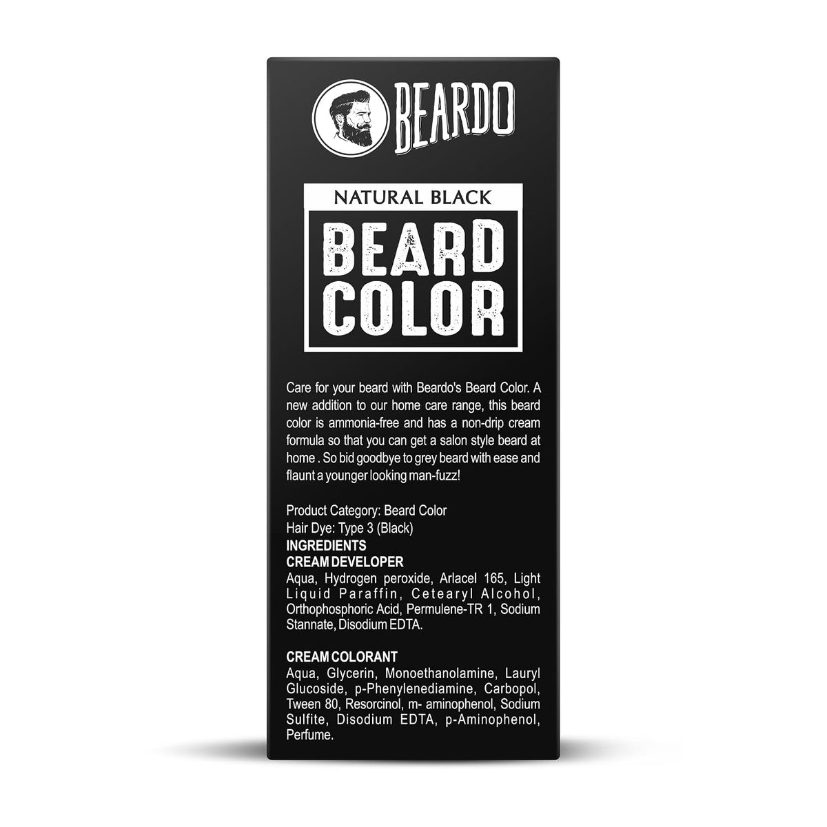 Beardo Beard Color For Men - Natural Black, 60ml | Long Lasting | No Ammonia | Easy to apply, No Stain Beard Hair Colour for men | Skin Friendly Hair dye