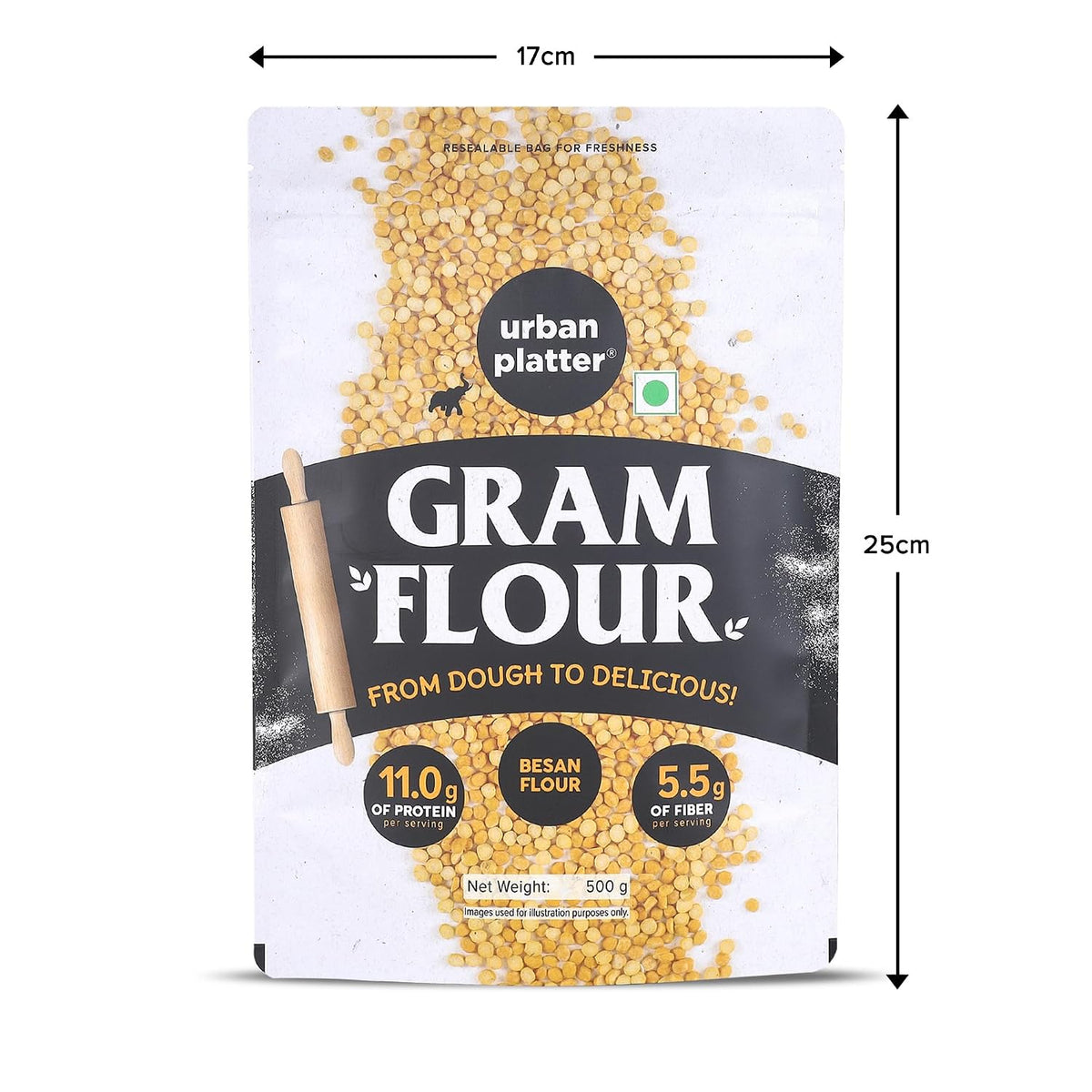 Urban Platter Besan, 500g (Split Bengal Gram or Gram Flour | Good Source of Fibre and Protein |Gluten- free Pantry Essential)