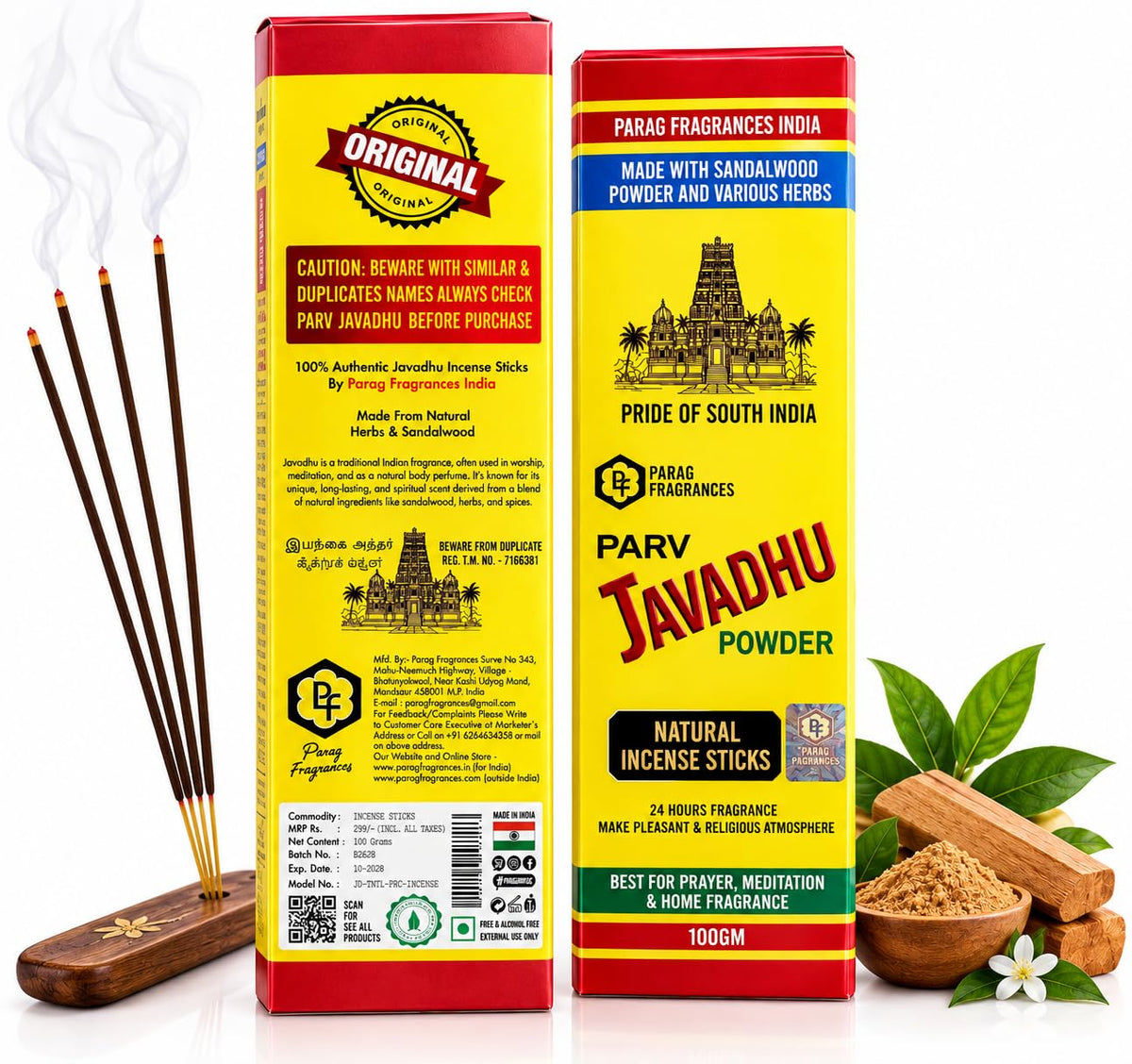 Parag Fragrances Parv Javadhu Incence Sticks 100gm Pack Charcoal & Chemical Free/Long Lasting & Natural Incence Sticks Pack (Javadhu) ஜவ்வாது ஊதுபத்தி