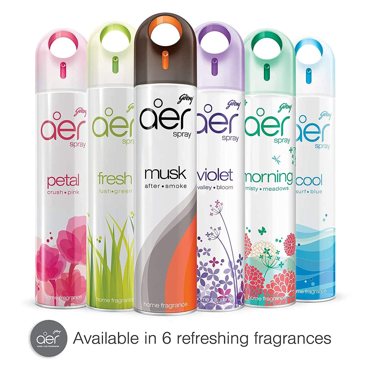 Godrej aer spray, Air Freshener for Home & Office - Cool Surf Blue & Fresh Lush Green | Long-Lasting Fragrance | Pack of 2 (240 ml each)