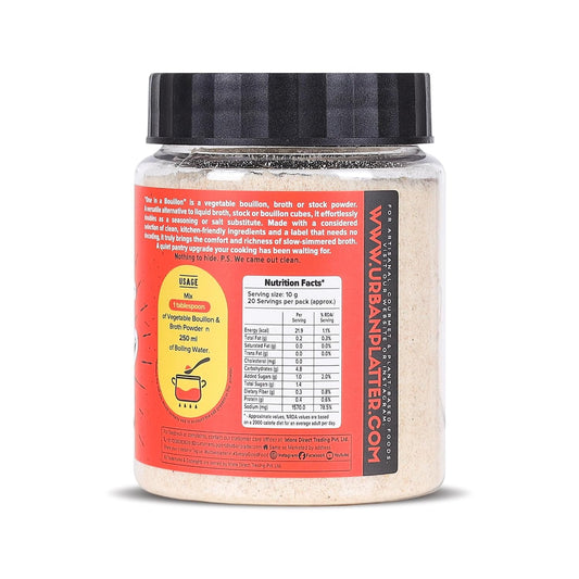 Urban Platter One in a Bouillon, 200g (Instant Vegetable Broth Powder | Perfectly Plant-based Umami Base | Clean-Label | Additive, Preservative and MSG free)