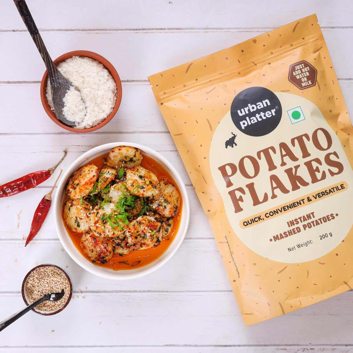 Urban Platter Potato Flakes, 200 g (Dehydrated Potato Flakes | Ready to Use Dried Potato Bits | Quick and Convenient)