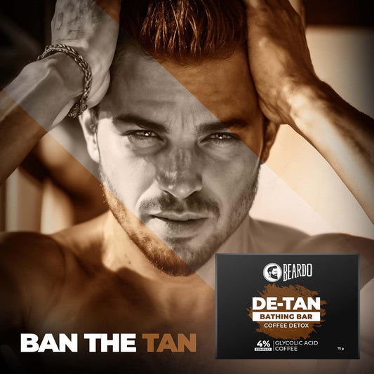 Beardo De-Tan Soap for Men, 75g | Tan Removal and Caffeine Face & Body Soap | Detan With Coffee & 4% Glycolic Acid | For Body & Face | Refreshing Fragrance | For All Skin Types