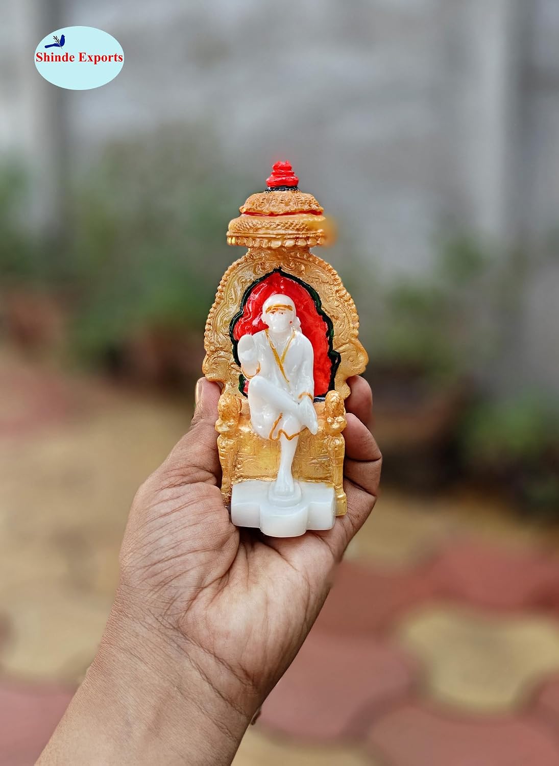 SHINDE EXPORTS shirdi saibaba Marble Idol Statue murti Home Murty for car (White, 14.5cm)