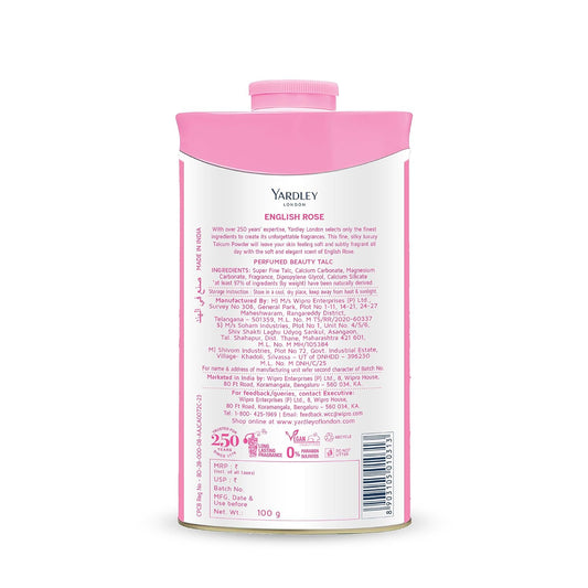 Yardley London English Rose Perfumed Beauty Talc | For Fragrant Glow|100g