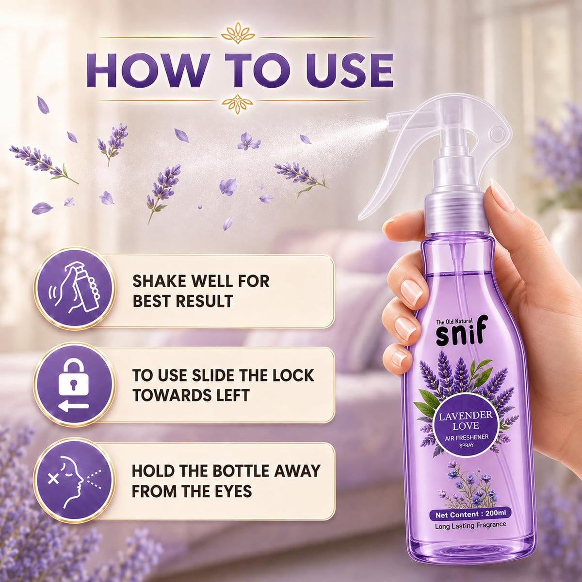 The Old Natural Snif Room Air Freshener, Lavender Love, 200ml