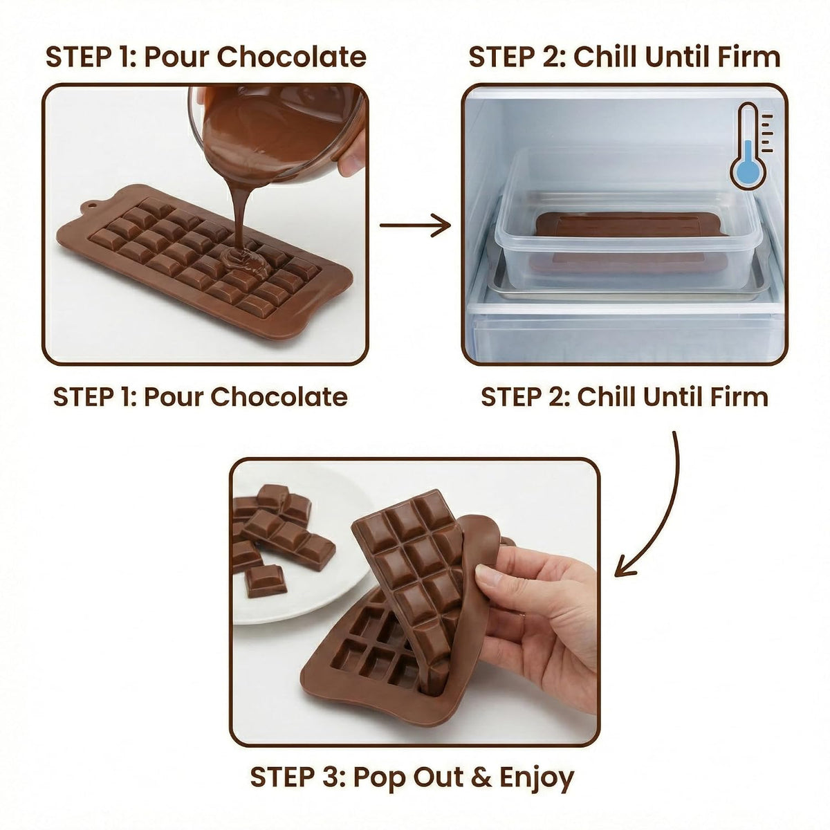 E-COSMOS® Silicone Bar Chocolate Mould Break Apart Choc Block Mould, Chocolate Color (Pack of 1) (Cadbury Design)