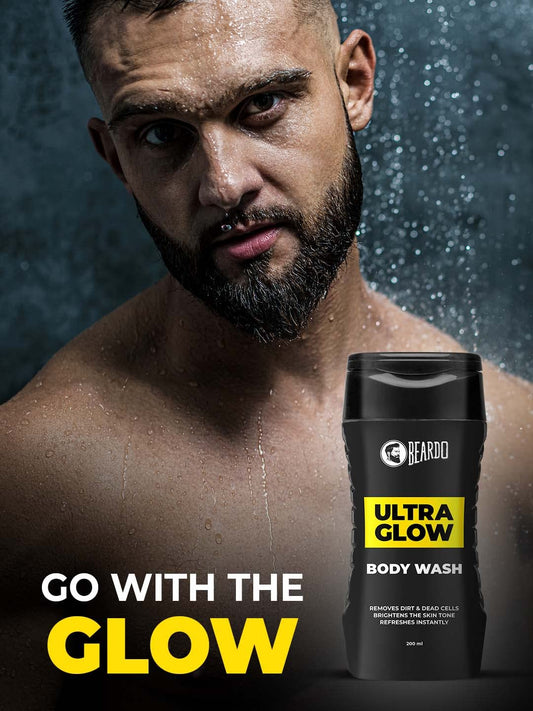 Beardo UltraGlow Body Wash for Men, 200ml (Pack of 2) | Brightens and Lightens Skin Tone | Cleanses and helps lighten Tan | Contains Mulberry & Bearberry Extracts