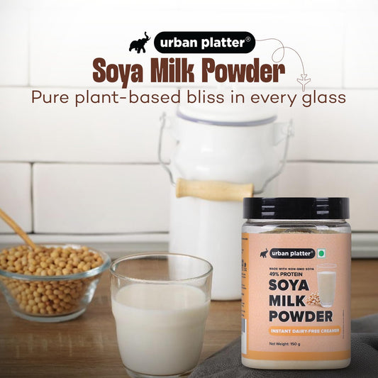 Urban Platter Soya Milk Powder, 150g (Soy-Based Dairy Alternative | Unsweetened | 49% Protein | Plant-Based | Non GMO)