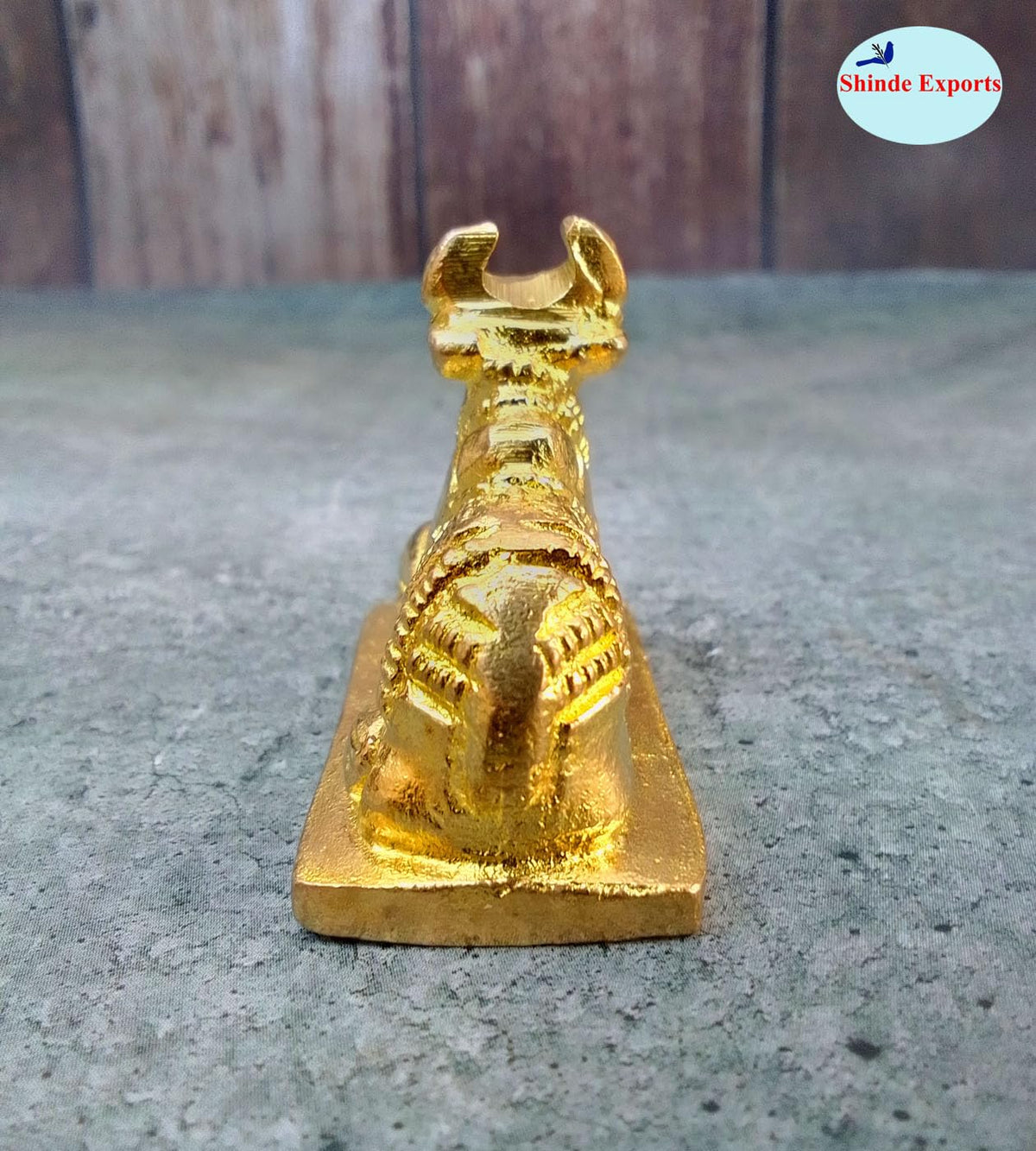 SHINDE EXPORTS Small Brass Nandi Idol Statue vastu Bull murti for Pooja at mandir Home (4.3cm)