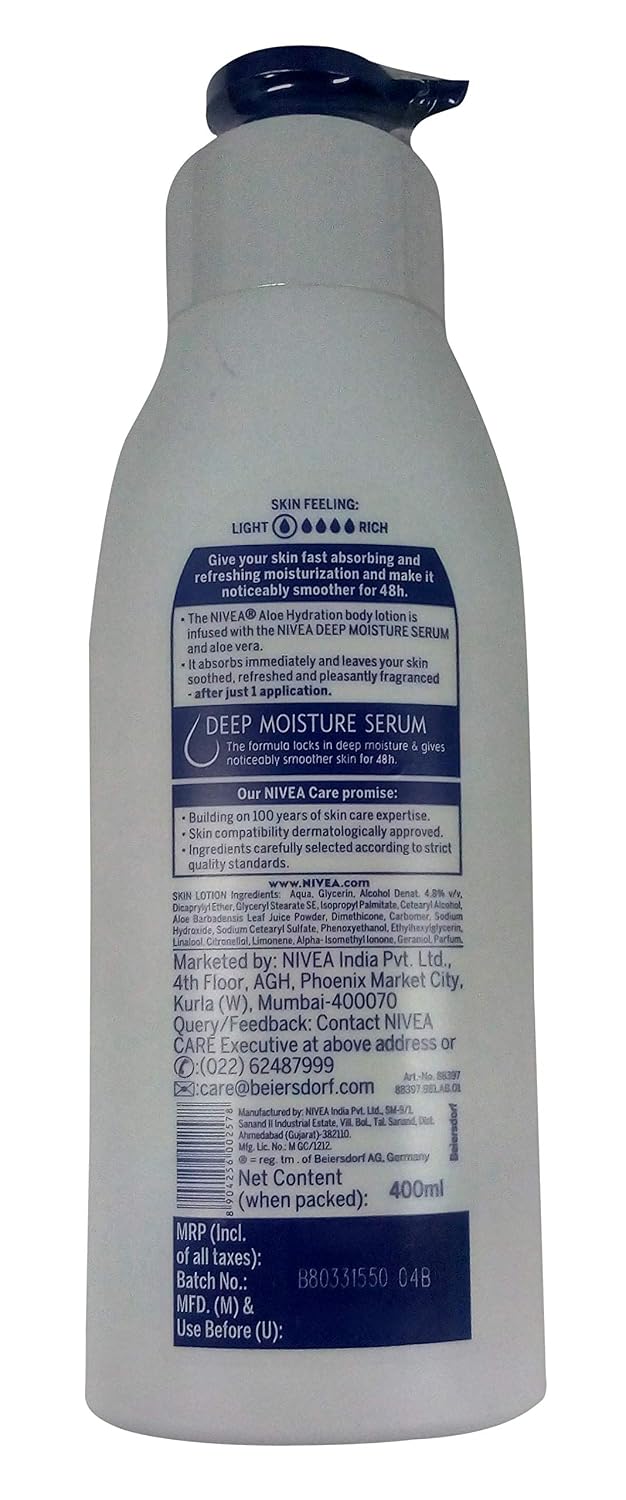 Nivea Body Lotion - Aloe Hydration, 400ml Bottle
