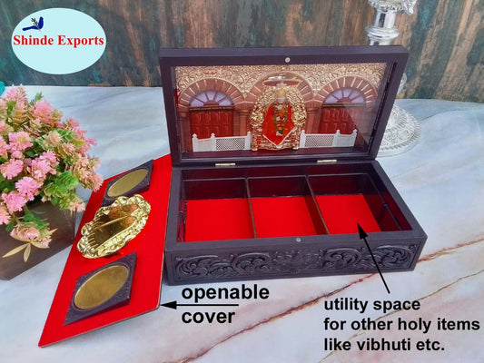 SHINDE EXPORTS Decorative Shirdi Sai Baba Photo Frame with Charan Paduka for God Pooja and Gift.