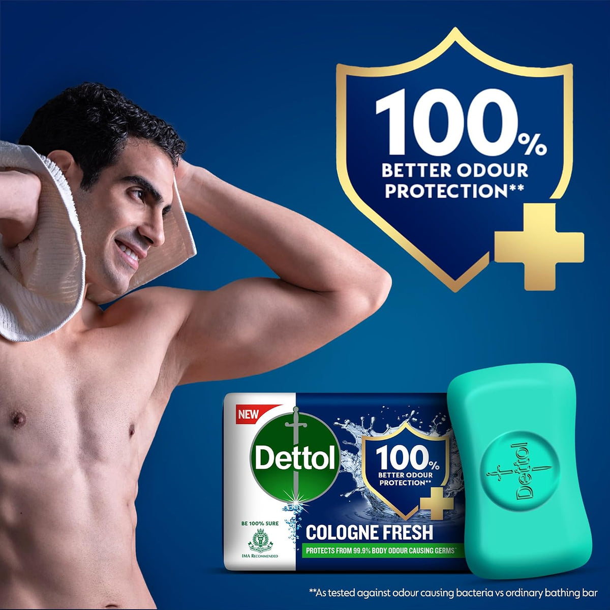 Dettol Cologne Fresh Bathing Soap Bar with 100% better odour protection- 150g Pack of 8, (600gm)