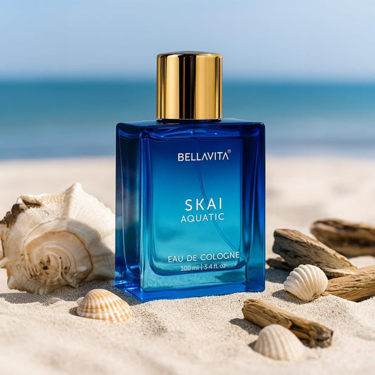 Bella Vita Luxury Skai Aquatic Unisex Eau De Cologne Liquid With Bergamot, Lavender & Patchouli|Premium, Long Lasting Woody Fragrance For Men & Women, 100 Ml