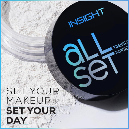 INSIGHT All Set Translucent Powder - Shade: Blurring Translucent | Long Lasting Wear | Controls Shine & Minimizes Pores | Smooths Skin Texture | Weightless Formula for All Skin Types (6g)